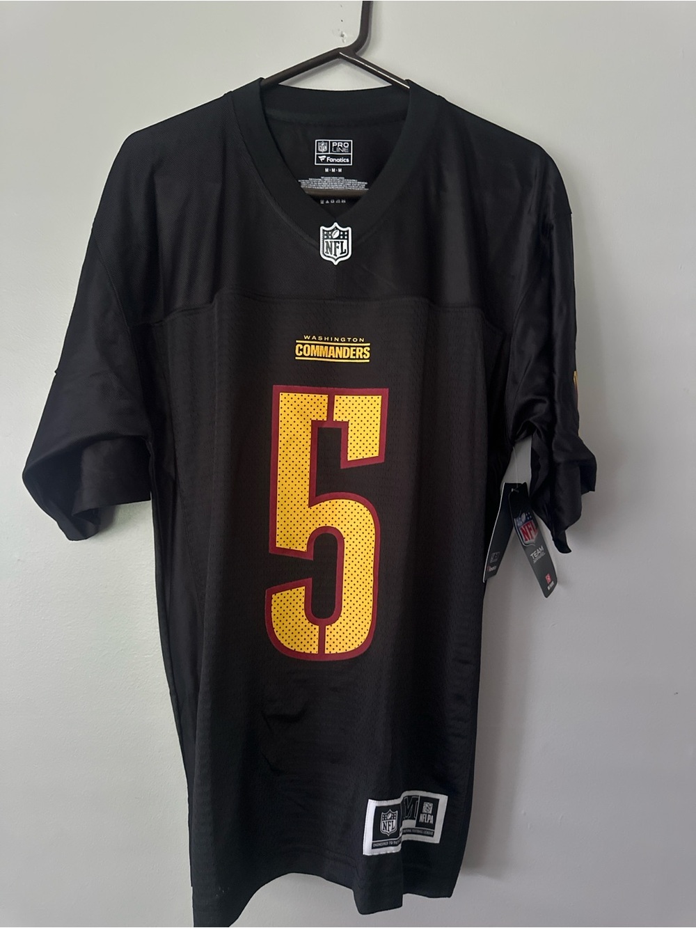 NFL Washington Commanders Black Jersey with Gold and Burgundy #5